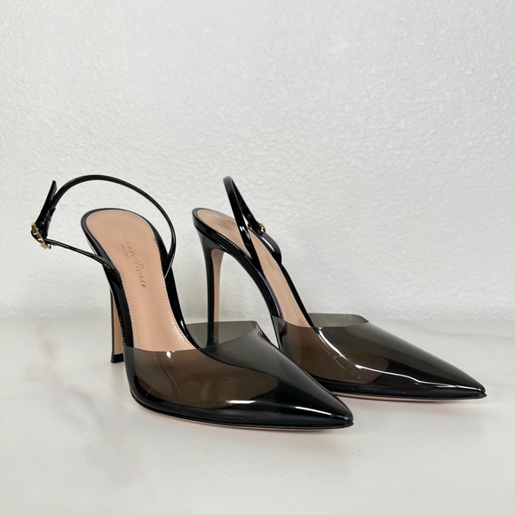 Gianvito Rossi Ribbon d'Orsay Plexi and Leather Slingback Pumps - Size 36 - Picture 2 of 9